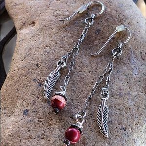 HANDMADE DANGLE FEATHER BOHO EARRINGS